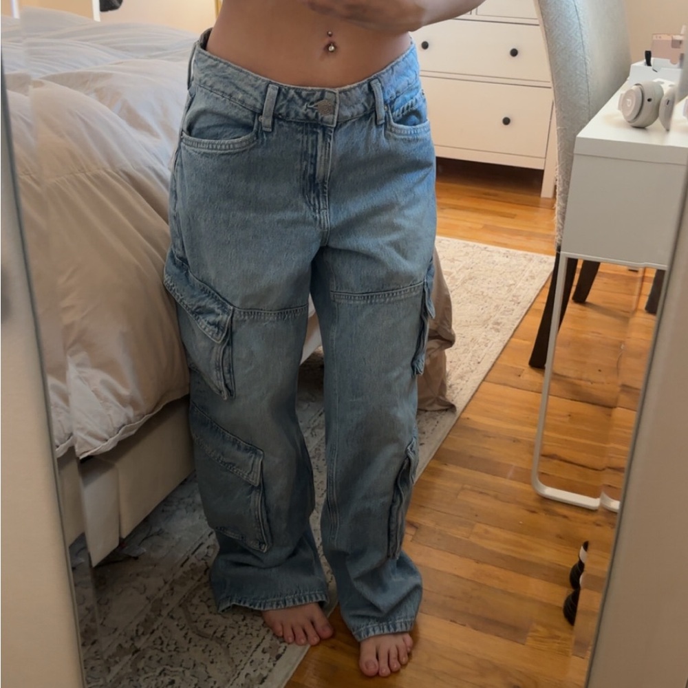 Garage Light Blue Cargo Jeans - Picture 3 of 4